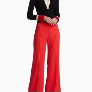 Alice + Olivia Wide-Leg Pants. High waisted pants in bright poppy red.